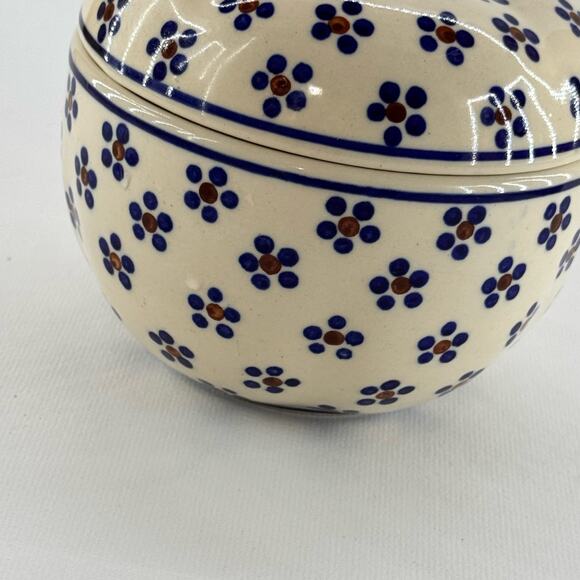 Boleslawiec Polish Ceramic Pottery Apple Baker Roaster Daisy Dots Handmade - Picture 3 of 8